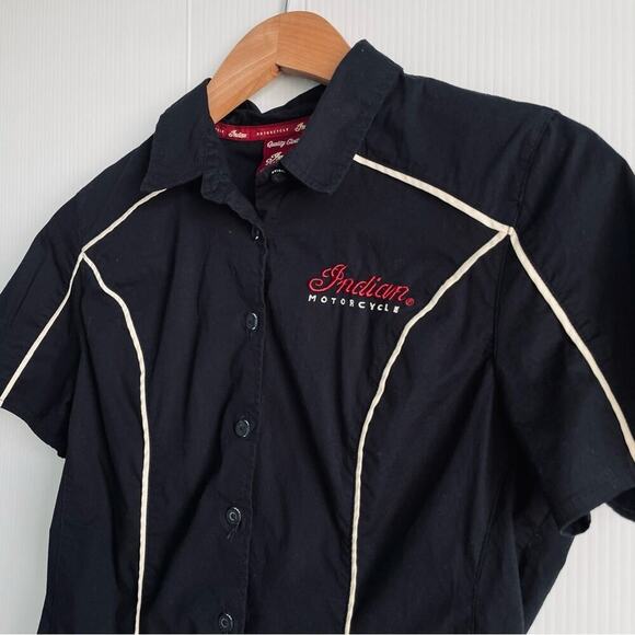 Indian Motorcycle Icon shirt short sleeve button front shirt women’s size small - Picture 3 of 11
